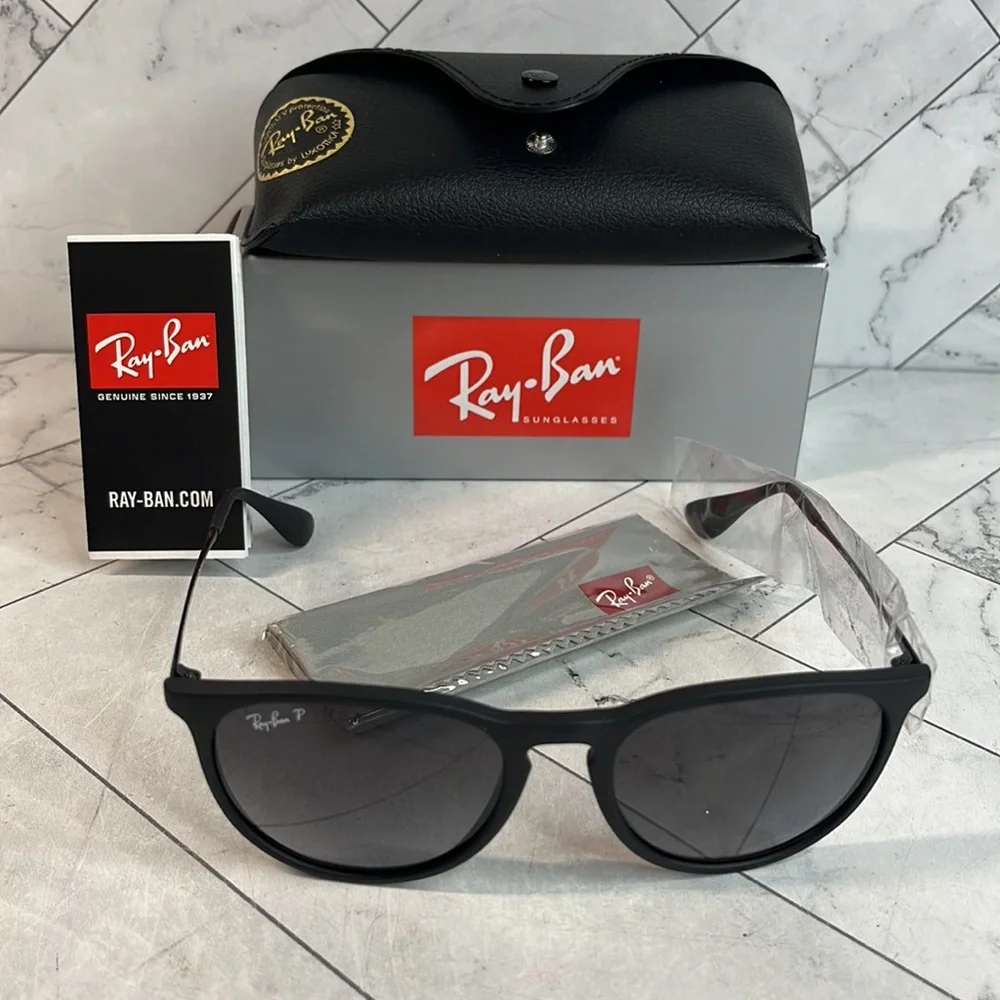Ray-Ban Black Frame Polarized Sunglasses with Dark Gray Lenses